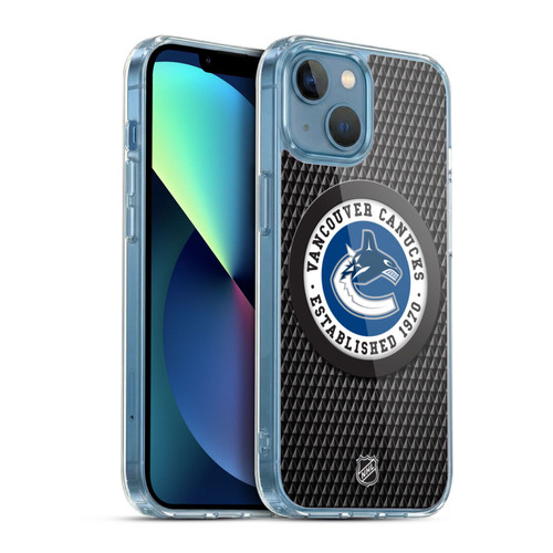NHL Vancouver Canucks Puck Texture Soft Gel Case for Apple iPhone 13 Mini & MagSafe
