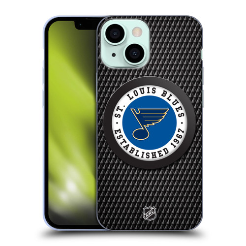 NHL St Louis Blues Puck Texture Soft Gel Case for Apple iPhone 13 Mini