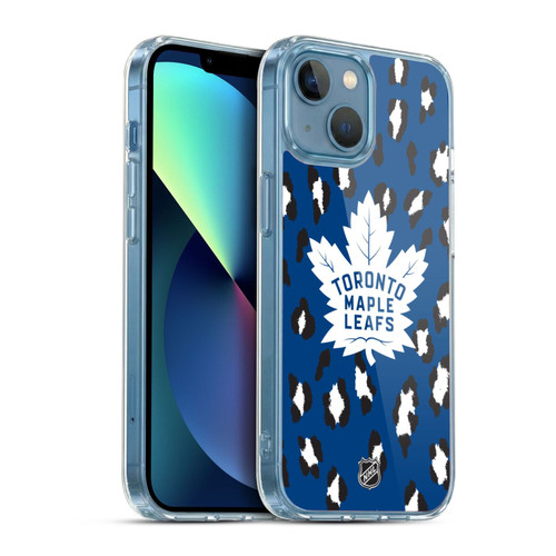 NHL Toronto Maple Leafs Leopard Pattern Soft Gel Case for Apple iPhone 13 Mini & MagSafe