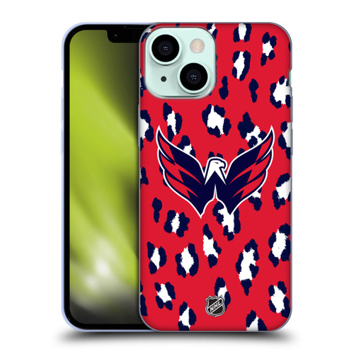 NHL Washington Capitals Leopard Pattern Soft Gel Case for Apple iPhone 13 Mini