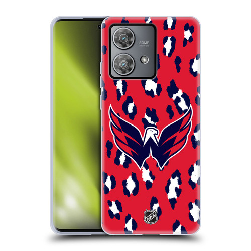 NHL Washington Capitals Leopard Pattern Soft Gel Case for Motorola Edge 40 Neo 5G