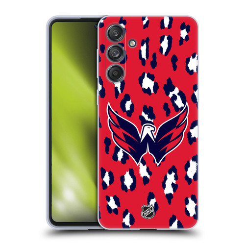 NHL Washington Capitals Leopard Pattern Soft Gel Case for Samsung Galaxy M55 5G