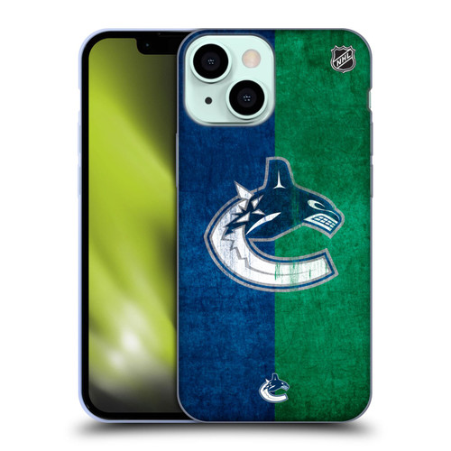 NHL Vancouver Canucks Half Distressed Soft Gel Case for Apple iPhone 13 Mini