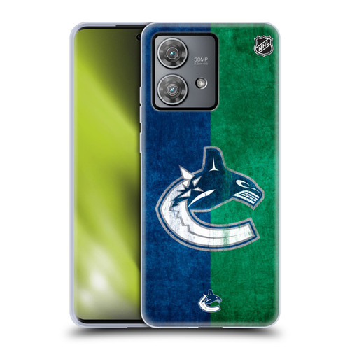 NHL Vancouver Canucks Half Distressed Soft Gel Case for Motorola Edge 40 Neo 5G