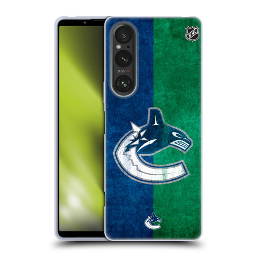 NHL Vancouver Canucks Half Distressed Soft Gel Case for Sony Xperia 1 V 5G
