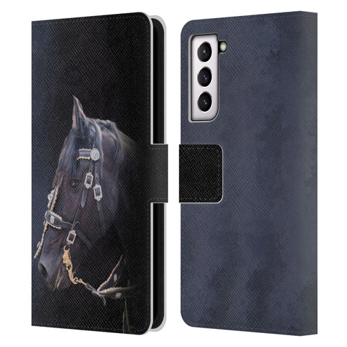 Simone Gatterwe Pegasus And Unicorns Friesian Horse Leather Book Wallet Case Cover For Samsung Galaxy S21 5G