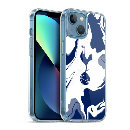 Tottenham Hotspur F.C. Badge Blue And White Marble Soft Gel Case for Apple iPhone 13 Mini & MagSafe