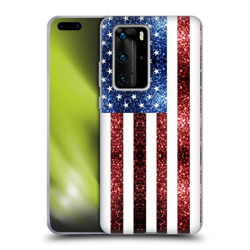 PLdesign Flags USA Glitters Soft Gel Case for Huawei P40 Pro / P40 Pro Plus 5G