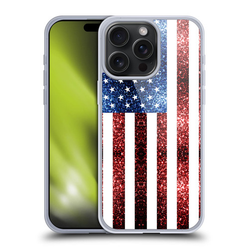 PLdesign Flags USA Glitters Soft Gel Case for Apple iPhone 15 Pro Max