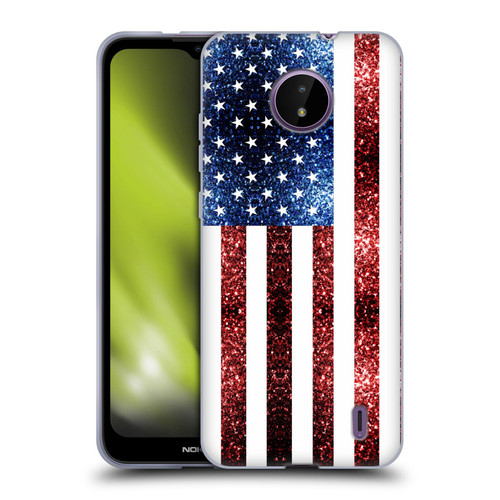 PLdesign Flags USA Glitters Soft Gel Case for Nokia C10 / C20
