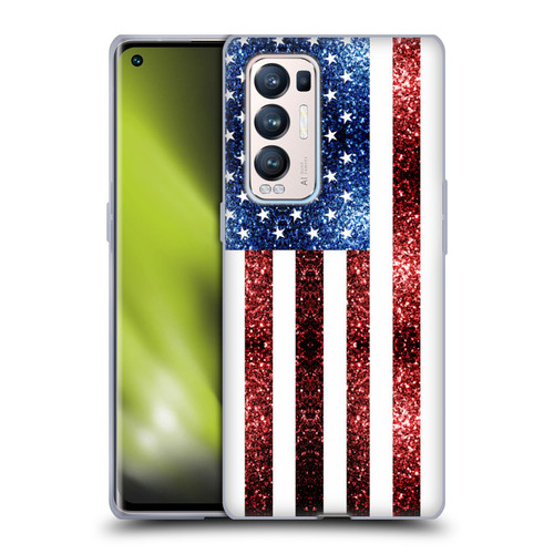 PLdesign Flags USA Glitters Soft Gel Case for OPPO Find X3 Neo / Reno5 Pro+ 5G