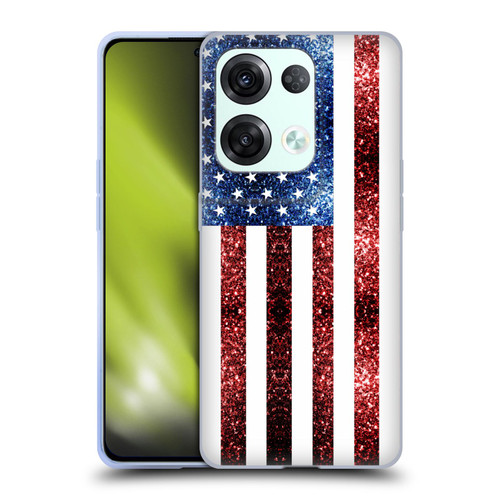 PLdesign Flags USA Glitters Soft Gel Case for OPPO Reno8 Pro