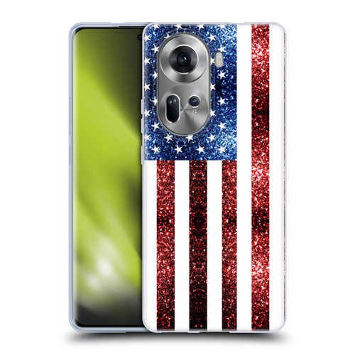 PLdesign Flags USA Glitters Soft Gel Case for OPPO Reno11