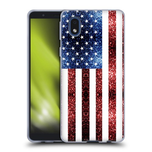 PLdesign Flags USA Glitters Soft Gel Case for Samsung Galaxy A01 Core (2020)