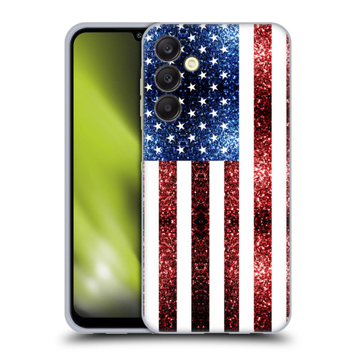 PLdesign Flags USA Glitters Soft Gel Case for Samsung Galaxy A25 5G