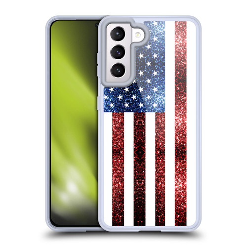 PLdesign Flags USA Glitters Soft Gel Case for Samsung Galaxy S21 5G