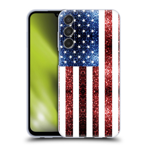 PLdesign Flags USA Glitters Soft Gel Case for Samsung Galaxy M15/F15 5G