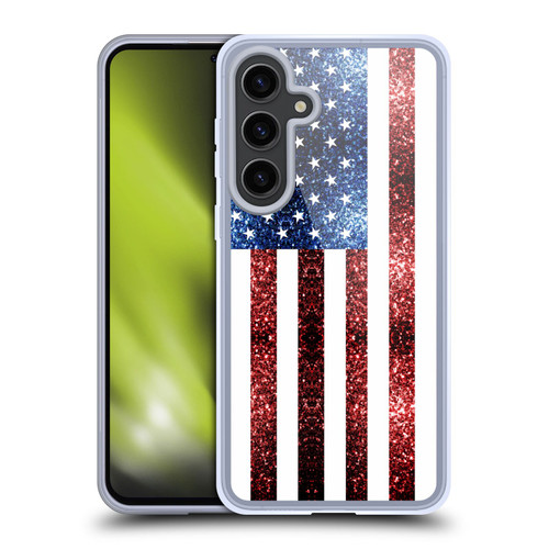 PLdesign Flags USA Glitters Soft Gel Case for Samsung Galaxy S24+ 5G