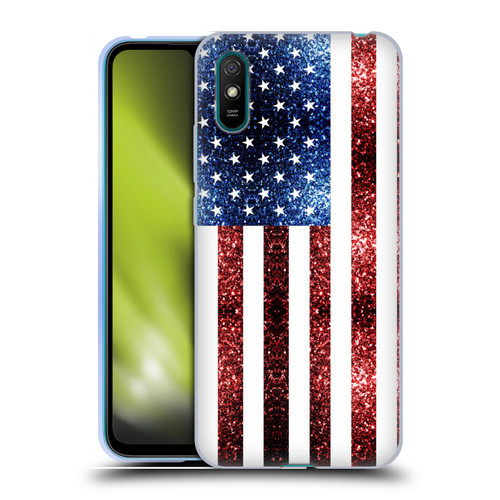 PLdesign Flags USA Glitters Soft Gel Case for Xiaomi Redmi 9A / Redmi 9AT