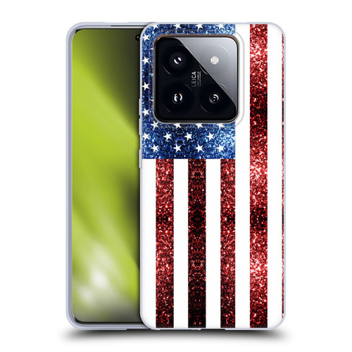 PLdesign Flags USA Glitters Soft Gel Case for Xiaomi 14 Pro