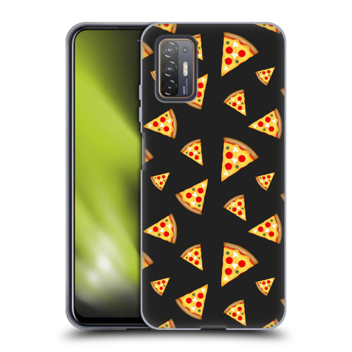 PLdesign Food Patterns Cool Fun Pizza Slices Black Soft Gel Case for HTC Desire 21 Pro 5G