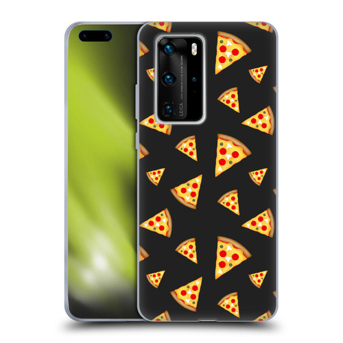 PLdesign Food Patterns Cool Fun Pizza Slices Black Soft Gel Case for Huawei P40 Pro / P40 Pro Plus 5G
