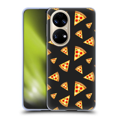 PLdesign Food Patterns Cool Fun Pizza Slices Black Soft Gel Case for Huawei P50