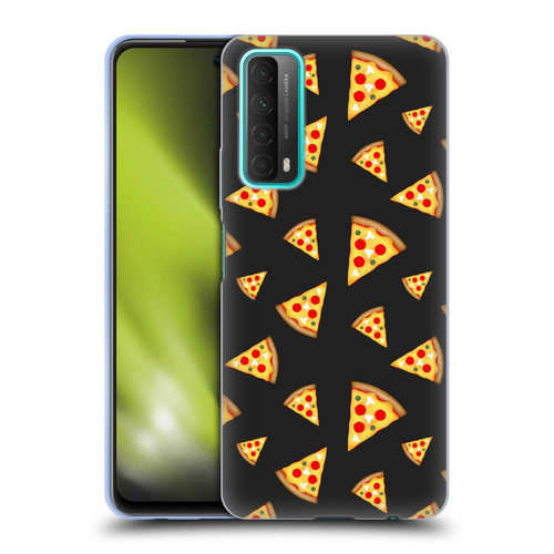PLdesign Food Patterns Cool Fun Pizza Slices Black Soft Gel Case for Huawei P Smart (2021)