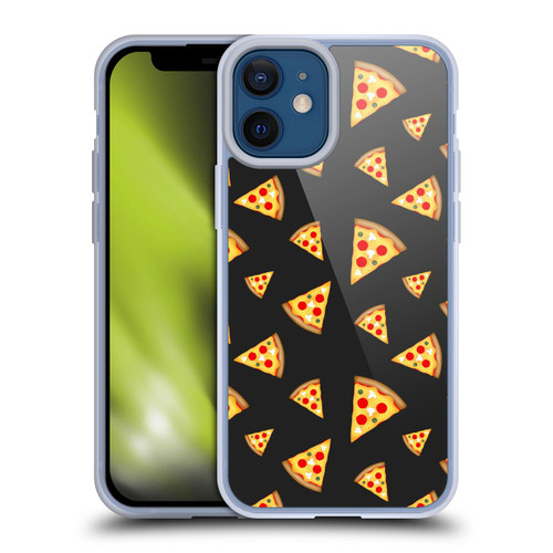 PLdesign Food Patterns Cool Fun Pizza Slices Black Soft Gel Case for Apple iPhone 12 Mini