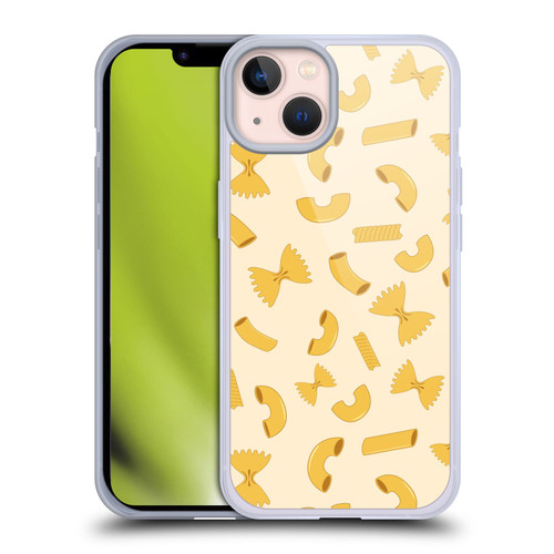 PLdesign Food Patterns Macaroni Pasta Gold Soft Gel Case for Apple iPhone 13
