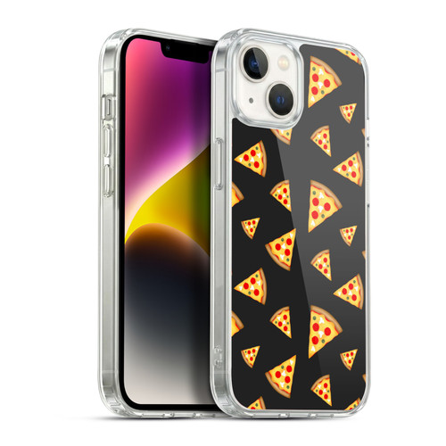 PLdesign Food Patterns Cool Fun Pizza Slices Black Soft Gel Case for Apple iPhone 14 Plus & MagSafe