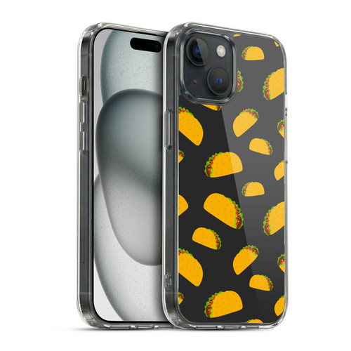 PLdesign Food Patterns Cool Fun Taco Soft Gel Case for Apple iPhone 15 & MagSafe