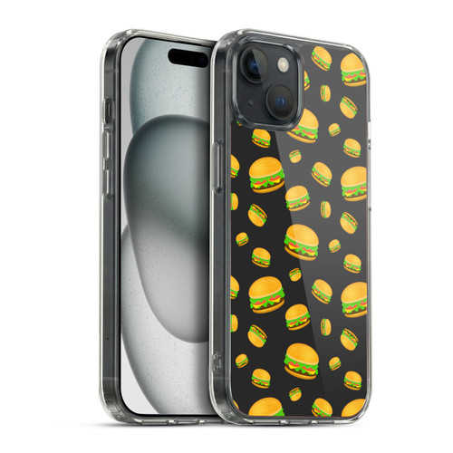 PLdesign Food Patterns Cool Fun Burger Soft Gel Case for Apple iPhone 15 Plus & MagSafe