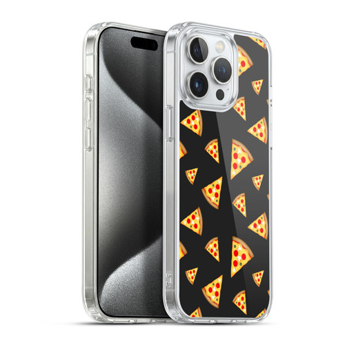 PLdesign Food Patterns Cool Fun Pizza Slices Black Soft Gel Case for Apple iPhone 15 Pro Max & MagSafe