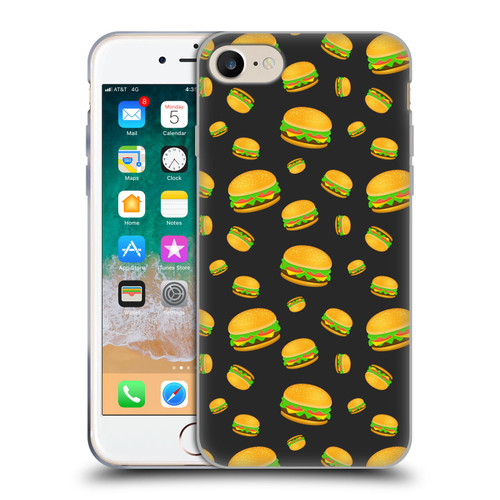PLdesign Food Patterns Cool Fun Burger Soft Gel Case for Apple iPhone 7 / 8 / SE 2020 & 2022