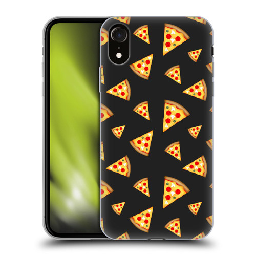 PLdesign Food Patterns Cool Fun Pizza Slices Black Soft Gel Case for Apple iPhone XR