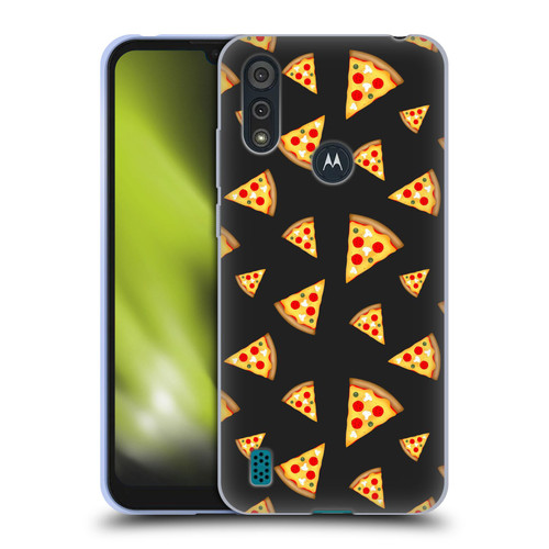 PLdesign Food Patterns Cool Fun Pizza Slices Black Soft Gel Case for Motorola Moto E6s (2020)