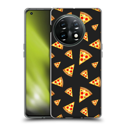 PLdesign Food Patterns Cool Fun Pizza Slices Black Soft Gel Case for OnePlus 11 5G