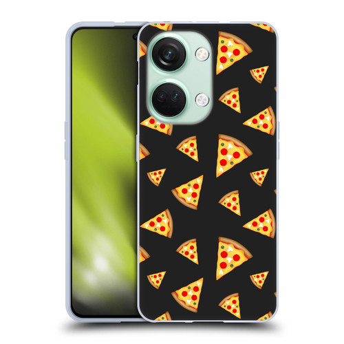 PLdesign Food Patterns Cool Fun Pizza Slices Black Soft Gel Case for OnePlus Nord 3 5G