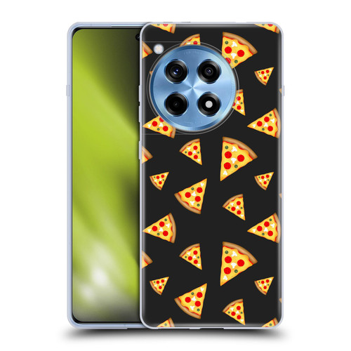 PLdesign Food Patterns Cool Fun Pizza Slices Black Soft Gel Case for OnePlus 12R