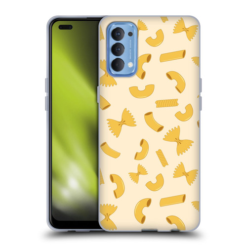 PLdesign Food Patterns Macaroni Pasta Gold Soft Gel Case for OPPO Reno 4 5G