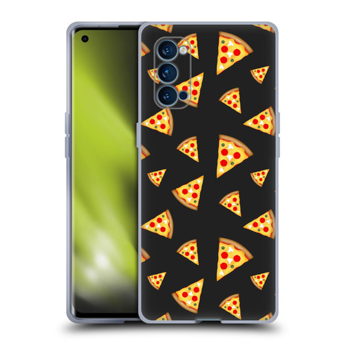 PLdesign Food Patterns Cool Fun Pizza Slices Black Soft Gel Case for OPPO Reno 4 Pro 5G