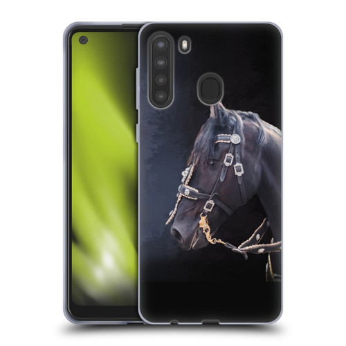 Simone Gatterwe Pegasus And Unicorns Friesian Horse Soft Gel Case for Samsung Galaxy A21 (2020)