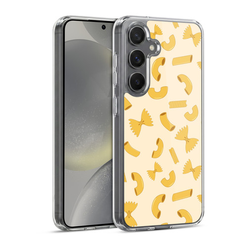 PLdesign Food Patterns Macaroni Pasta Gold Soft Gel Case for Samsung Galaxy S24 5G & MagSafe