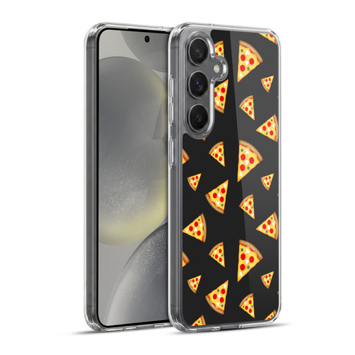 PLdesign Food Patterns Cool Fun Pizza Slices Black Soft Gel Case for Samsung Galaxy S24+ 5G & MagSafe