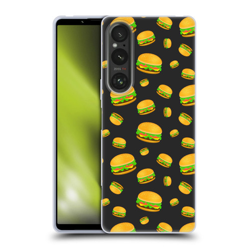 PLdesign Food Patterns Cool Fun Burger Soft Gel Case for Sony Xperia 1 V 5G