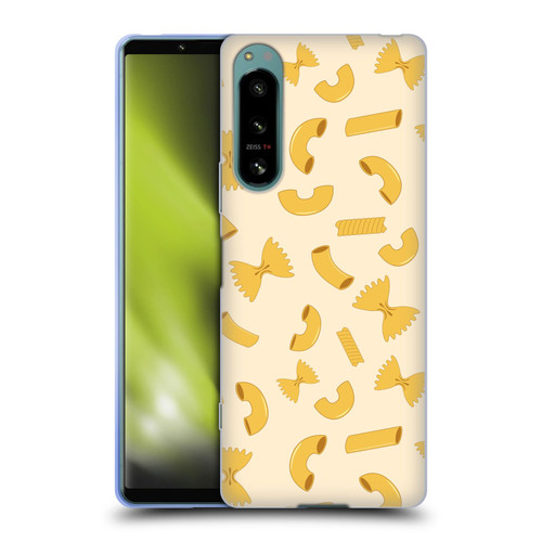 PLdesign Food Patterns Macaroni Pasta Gold Soft Gel Case for Sony Xperia 5 IV