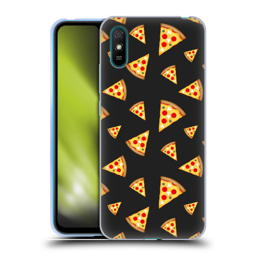 PLdesign Food Patterns Cool Fun Pizza Slices Black Soft Gel Case for Xiaomi Redmi 9A / Redmi 9AT