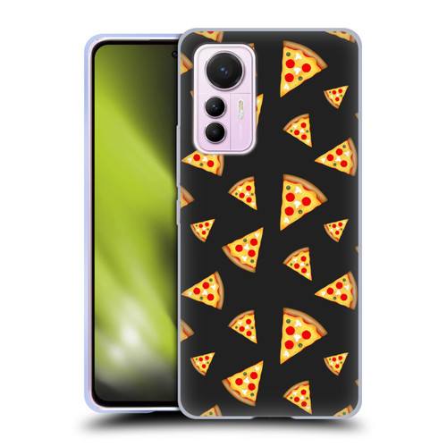 PLdesign Food Patterns Cool Fun Pizza Slices Black Soft Gel Case for Xiaomi 12 Lite
