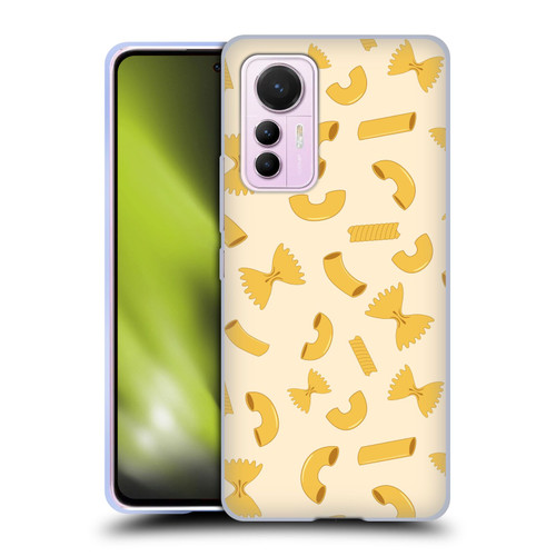 PLdesign Food Patterns Macaroni Pasta Gold Soft Gel Case for Xiaomi 12 Lite